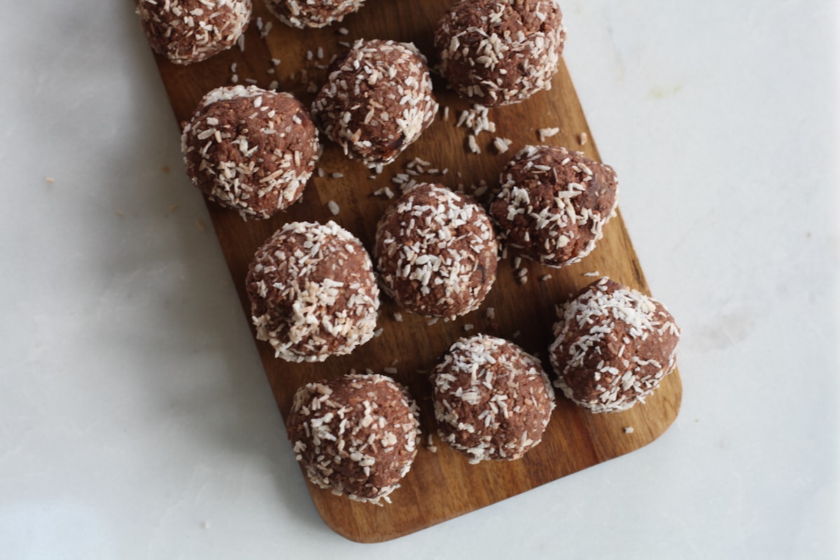 A plate of no-bake oat and peanut butter energy balls
